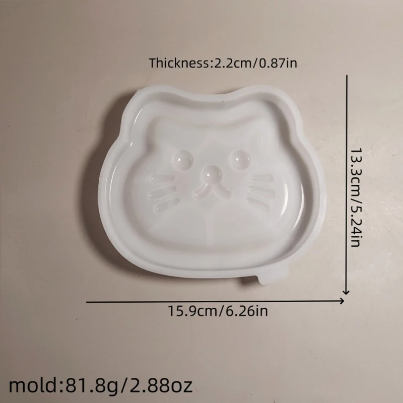 Molde posavasos silicona Flexible, bandeja epoxi con forma gato, suministros joyería, envío directo