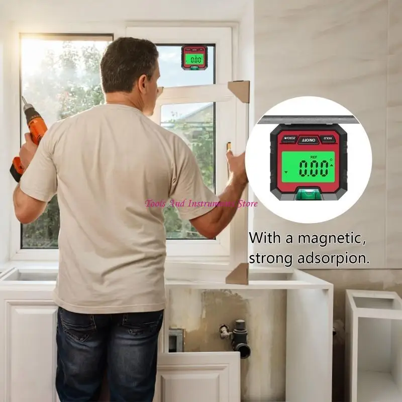 

Portable Electronic Level & Gauge Finder with Bubble for w/o Bubble Level & Base for Carpentry Buil C7AC