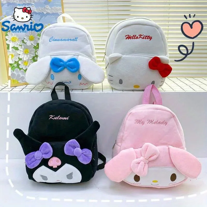 Plecak Kuromi Cinnamoroll & My Melody Pluszowy Uroczy, o dużej pojemności, Kawaii Design - Miękkie postacie z kreskówek