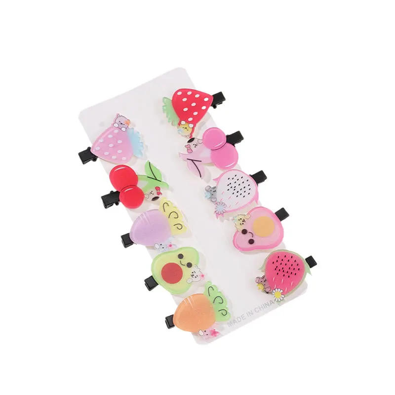 10pcs/set Candy Color Hair Clips Cute Cartoon Ice-cream Fruit Designs Barrettes Summer Dopamine Hairpins Kid's Lovly Headwear - Image 5