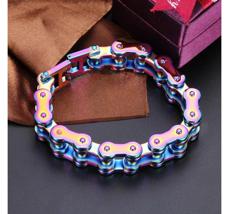 Wide 18MM  Fashion Cool Women Men Bike Chain Bracelet Color Titanium Motorcycle Link Bicycle Bike Chain Bracelets Jewelry