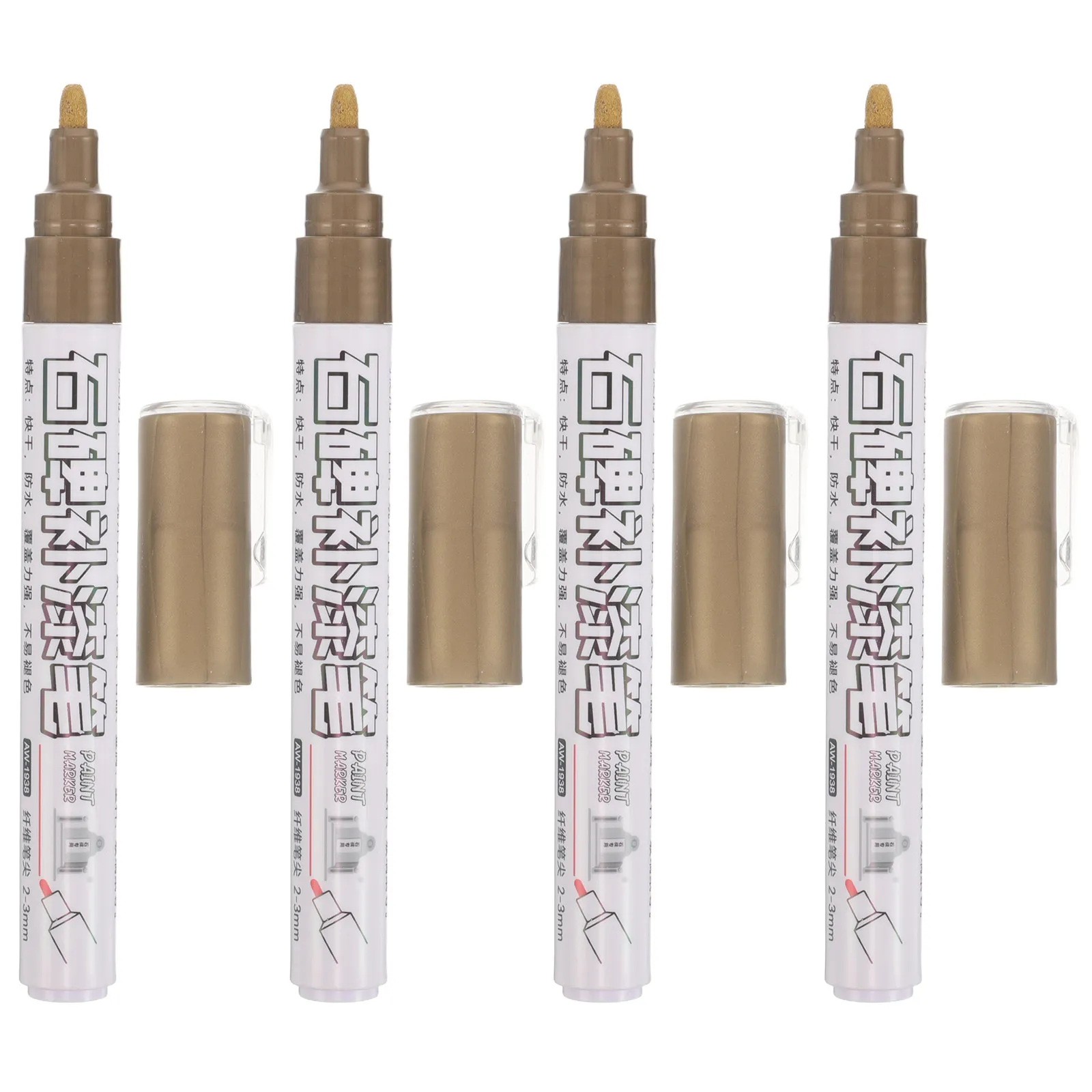 4Pcs Monument Writing Marker Stone Paint Pens Oil Based Tombstone Restoration Pen Permanent Outdoor Engraving Waterproof Gold