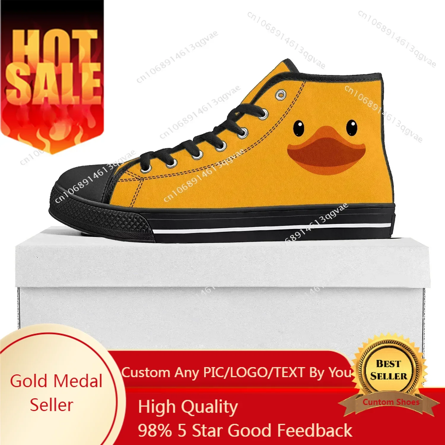 

Yellow Duck Printed High Top High Quality Sneakers Mens Womens Teenager Canvas Sneaker Casual Couple Shoes Custom Made Shoe