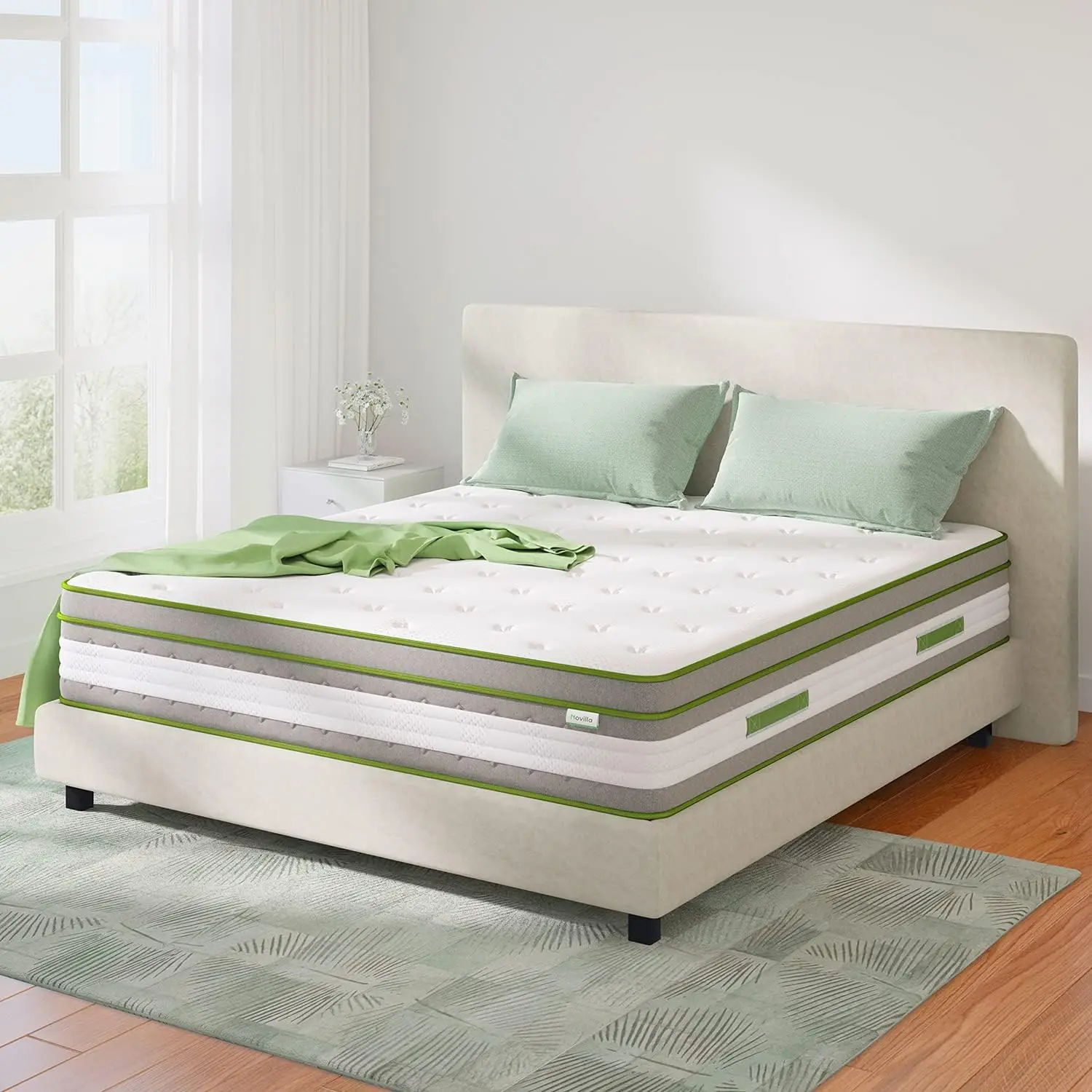 Matelas pleine grandeur, oreiller hybride de 12 pouces, matelas complet dans une boîte avec mousse à mémoire de forme en gel et Végétde poche enveloppées