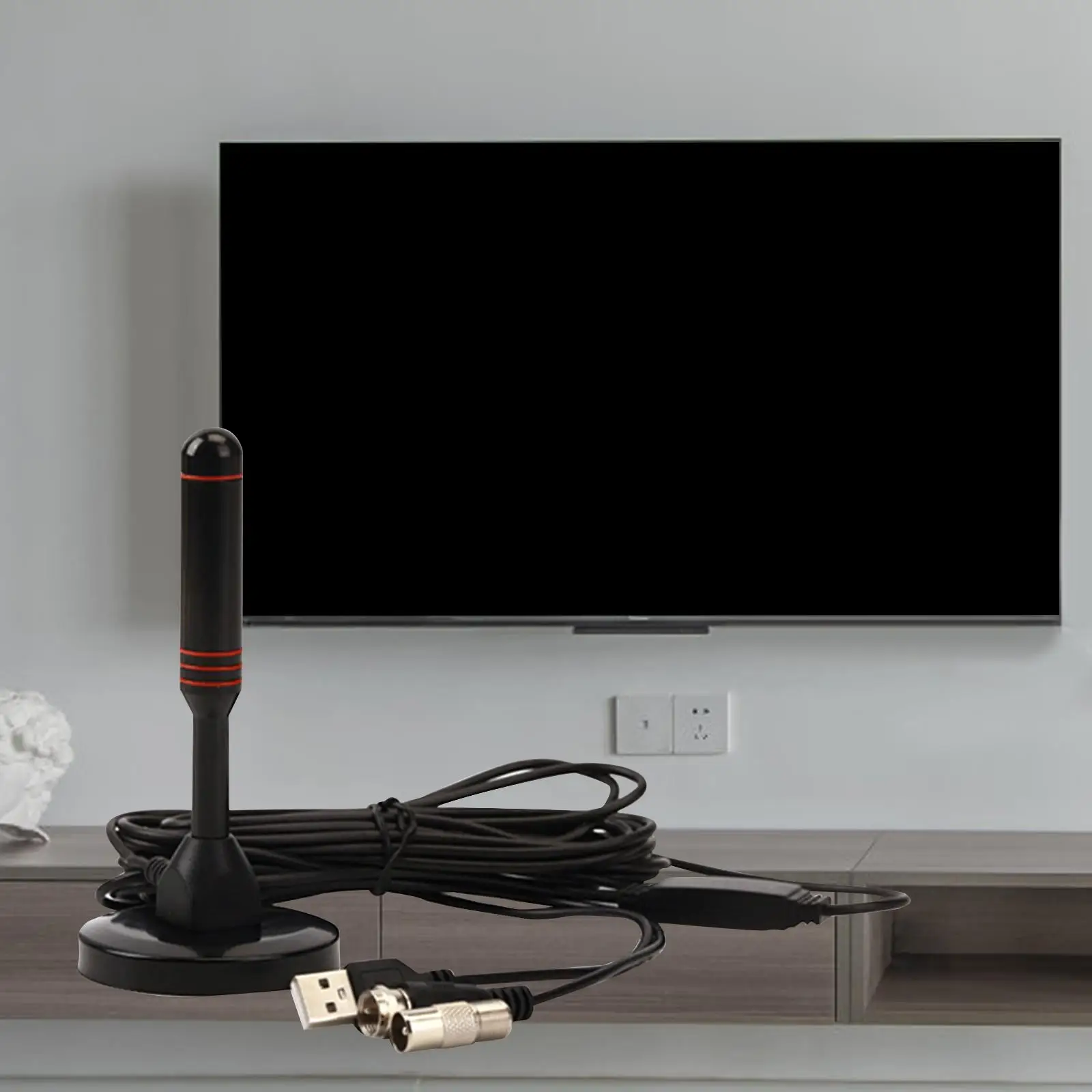 HD TV Indoor Digital Antenna 14.77ft Cable Long Range for Isdb Dvb-t DVB-2