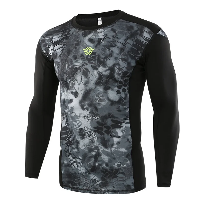 

Male Sports Physical Training Tactical Long Sleeve Slim O-neck Tops Outdoor Hiking Climbing Shooting Quick Dry Camouflage Shirt