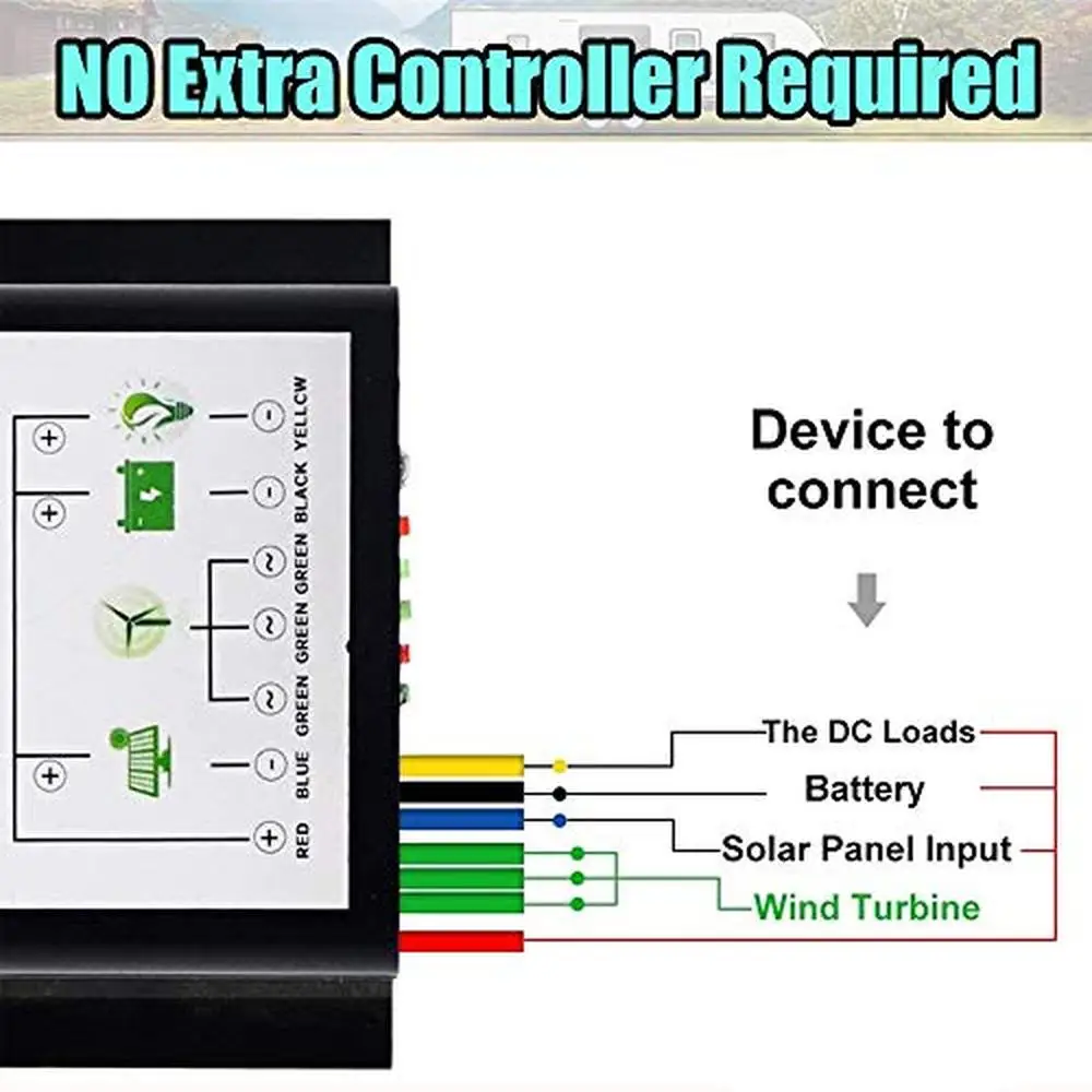 Wind Turbine Solar Panel Kit 1000W 12V Hybrid Charge Controller RV Home Power System