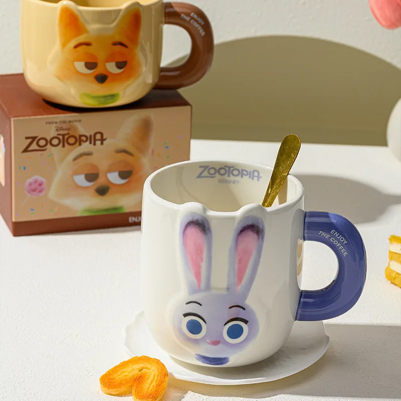 

New Zootopia Ceramic Mug Judith Nick Cup Couple Water Cup Cute Coffee Cup Girl Birthday Gift