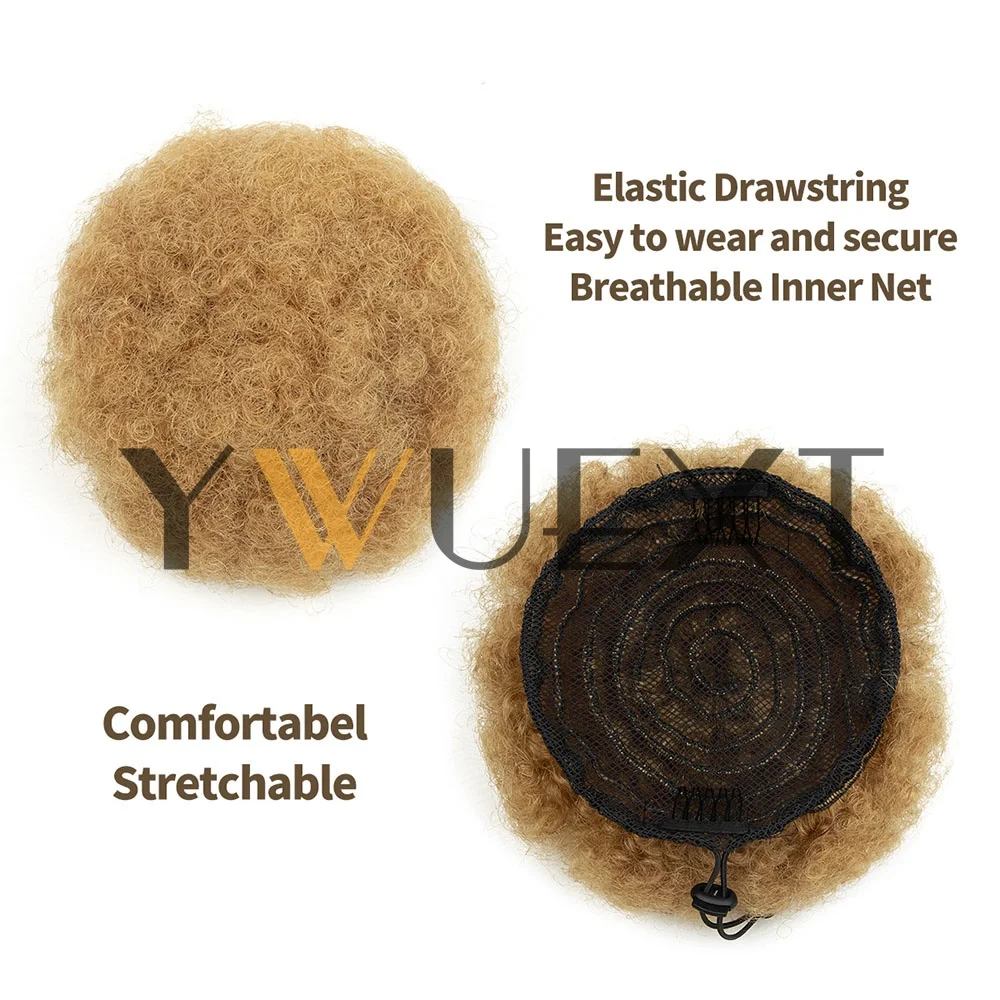 YWUEXT Honey Gold Afro Kinky Puff Ponytail Human Hair 04