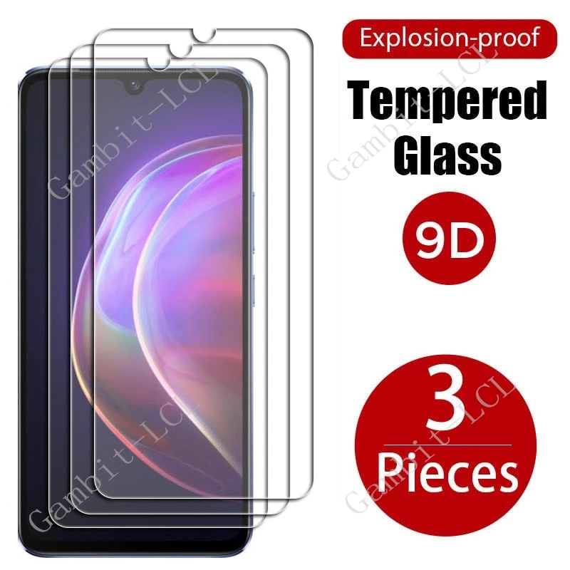 3PCS 9H Original For Vivo V21 5G V2050 Tempered Glass Protective On VivoV21 4G V2066 V2108 V21S 6.44 Screen Protector Cover Film