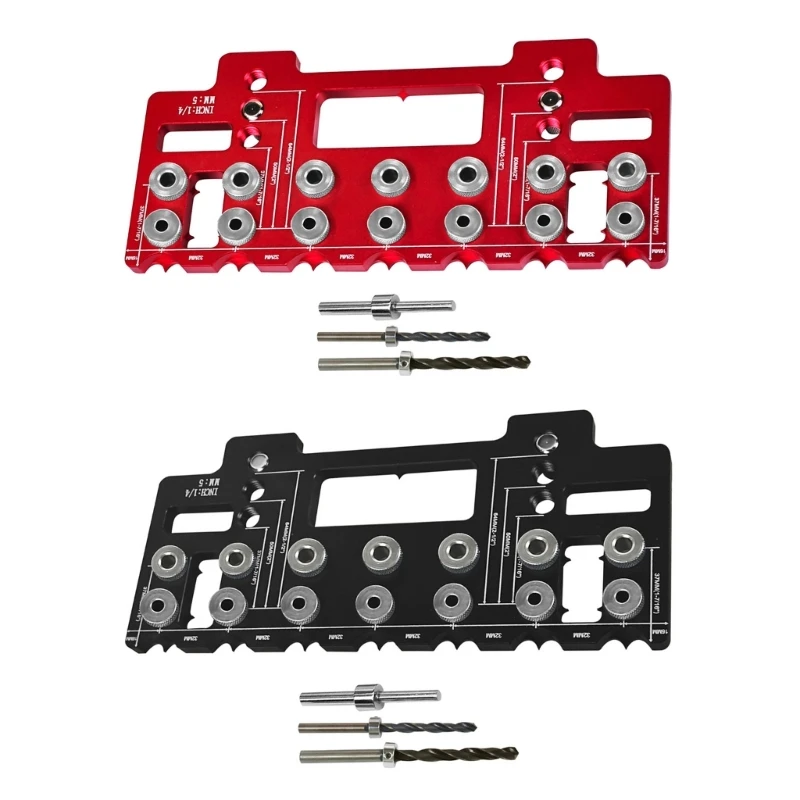 

1/4Inch Aluminum Shelf Pin Drilling Guide Shelf Pin Jig Precise Cabinet Mounting Templates Jig Woodworking Tool