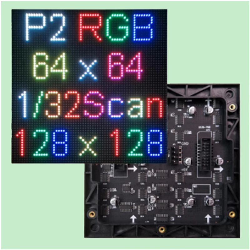 100 pçs/lote P2 Interior Full Color LED Placa de Exibição HUB75 - 128mm x 128mm - 64x64 Pixels 1/32Scan SMD RGB Módulo Painel Matriz
