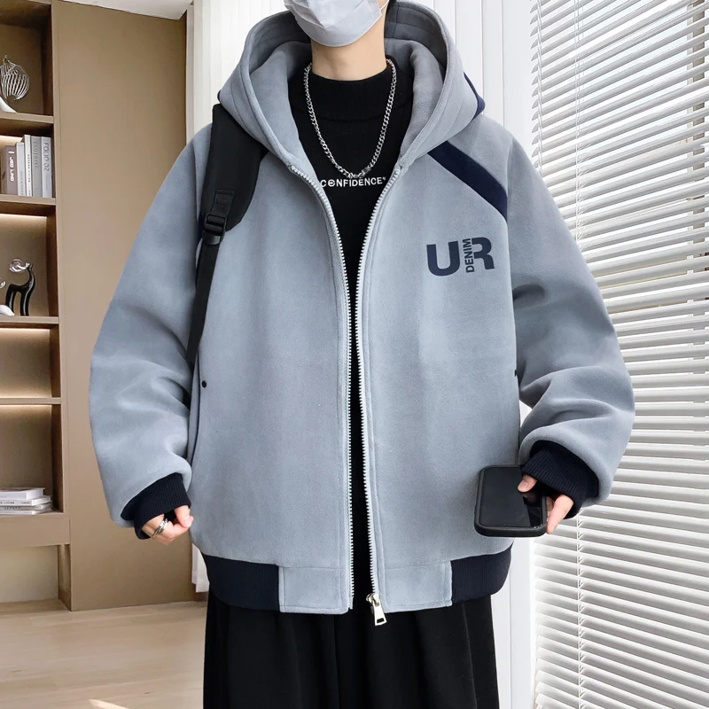 

Осенне-зимняя коллекция 2025: Новая модная мужская универсальная куртка-жакет из вельвета с буквенным принтом и цветовыми блоками, молодежная, из полиэстера со спандексом