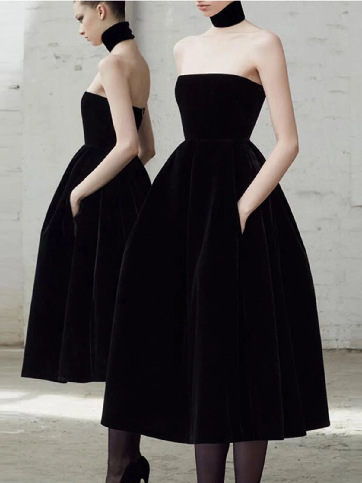 

Черное вечернее платье в стиле Хепберн с топом-бюстье, женское летнее платье с высокой талией и короткой юбкой на молнии