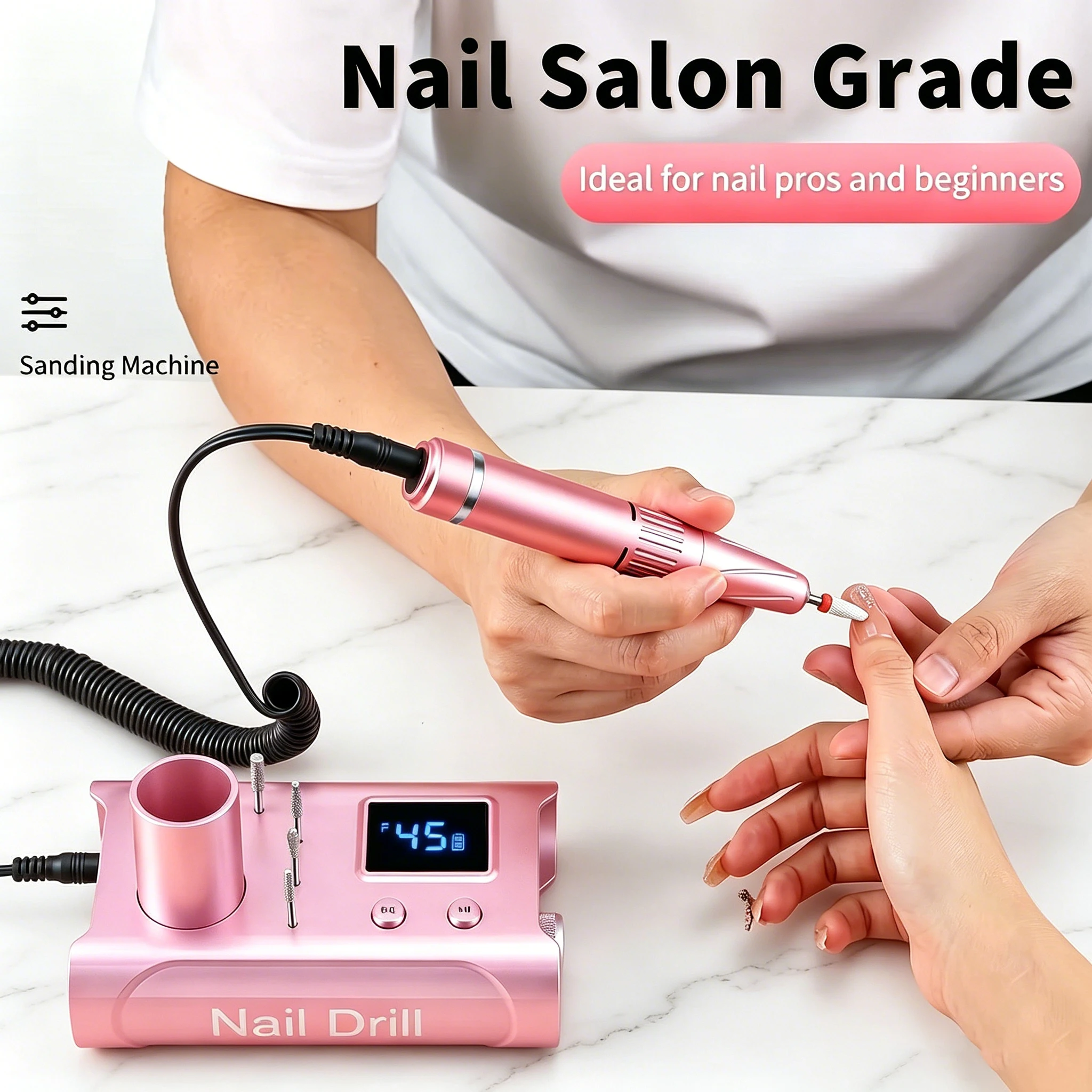 

Duofu Cordless Electric Nail Drill, 45000RPM Professional Efile Kit, Rechargeable Manicure Pedicure Tool For Salon & Home Use