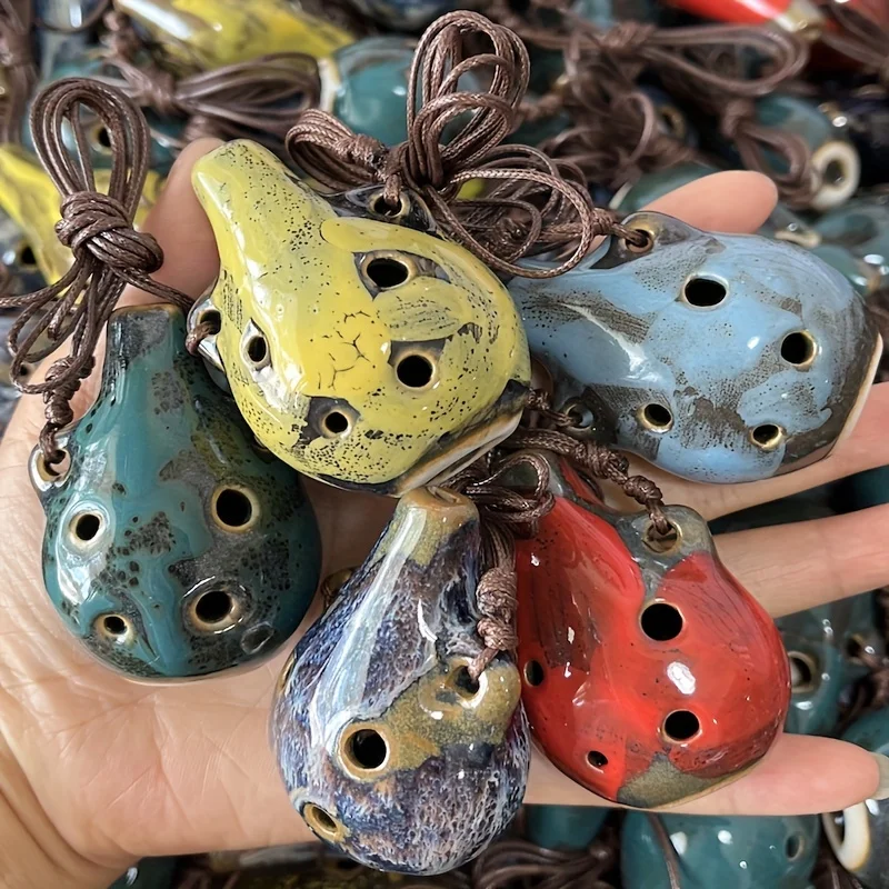 2023 Chinese Style 6 Hole Ocarina Multi-tone Ceramic Whistle Flute Ceramic Crafts Gifts Vintage Musical Instrument Accessories