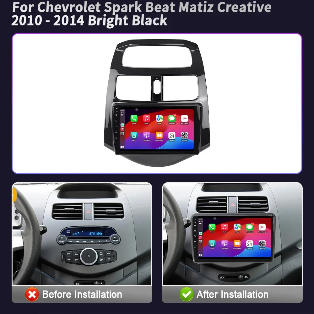 Android  For Chevrolet Spark Beat Matiz Creative 2010 - 2014 Bright Black Car Radio Multimedia Player Navigation