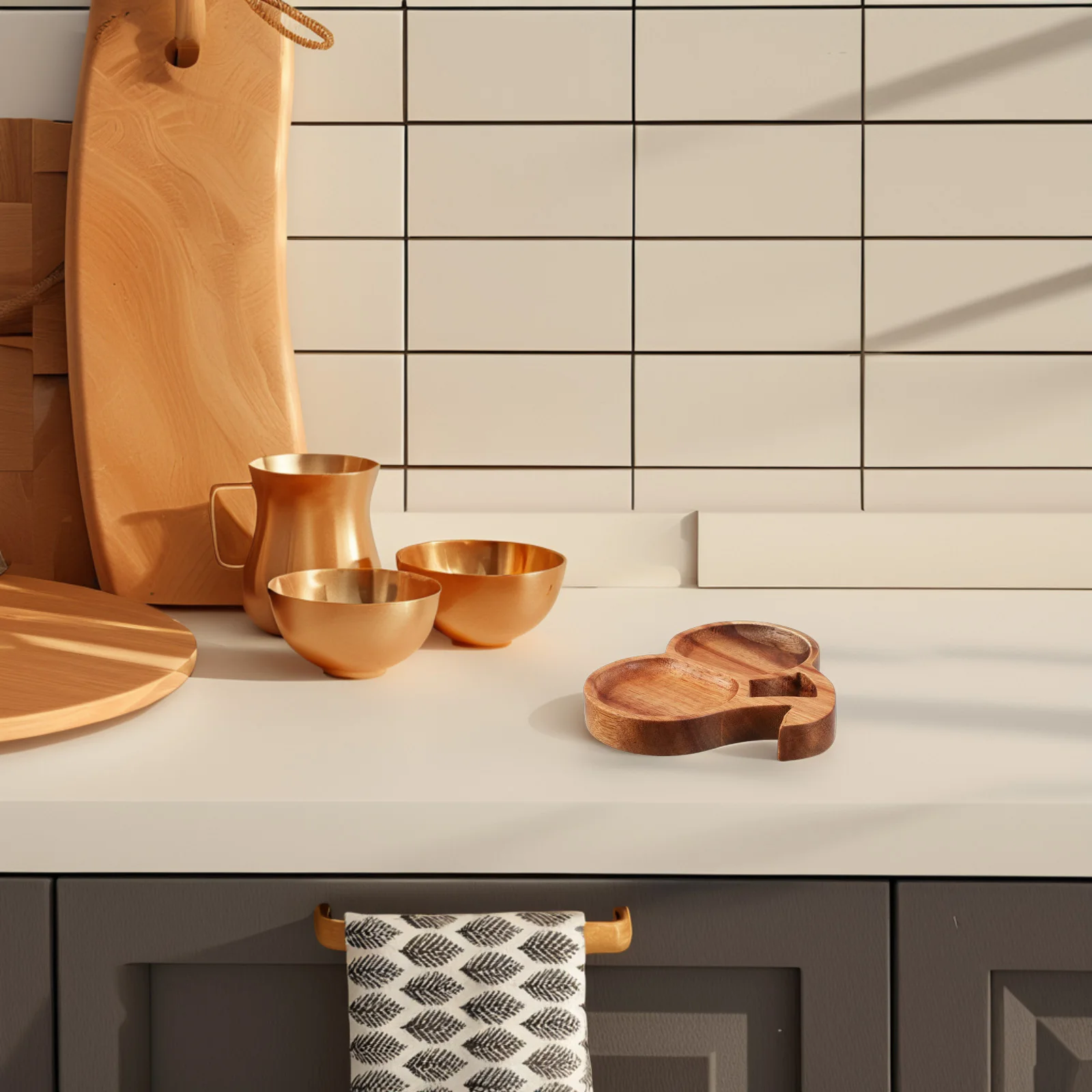 

Cherry Shaped Wood Serving Tray Natural Multifunctional Tea Fruit Nut Board Japanese Home Decor Coffee Table Appetizer