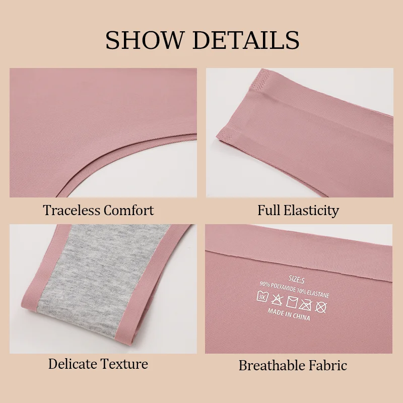 3PCS Seamless Maillard Panties Ultra-thin Brazilian panties Women Ice Silk Underwear Sexy Panty Low Waist G-string Female Solid - Image 3