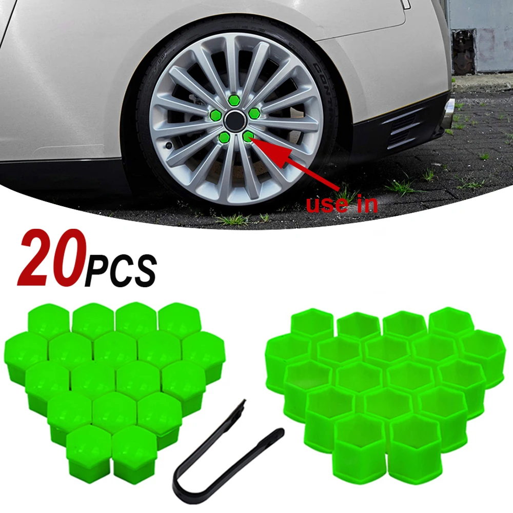 20pcs 19mm Car Wheel Center Nut Cap Anti-Rust Auto Hub Screw Cover Tyre Nut Bolt Protection Caps Exterior Decoration Accessories