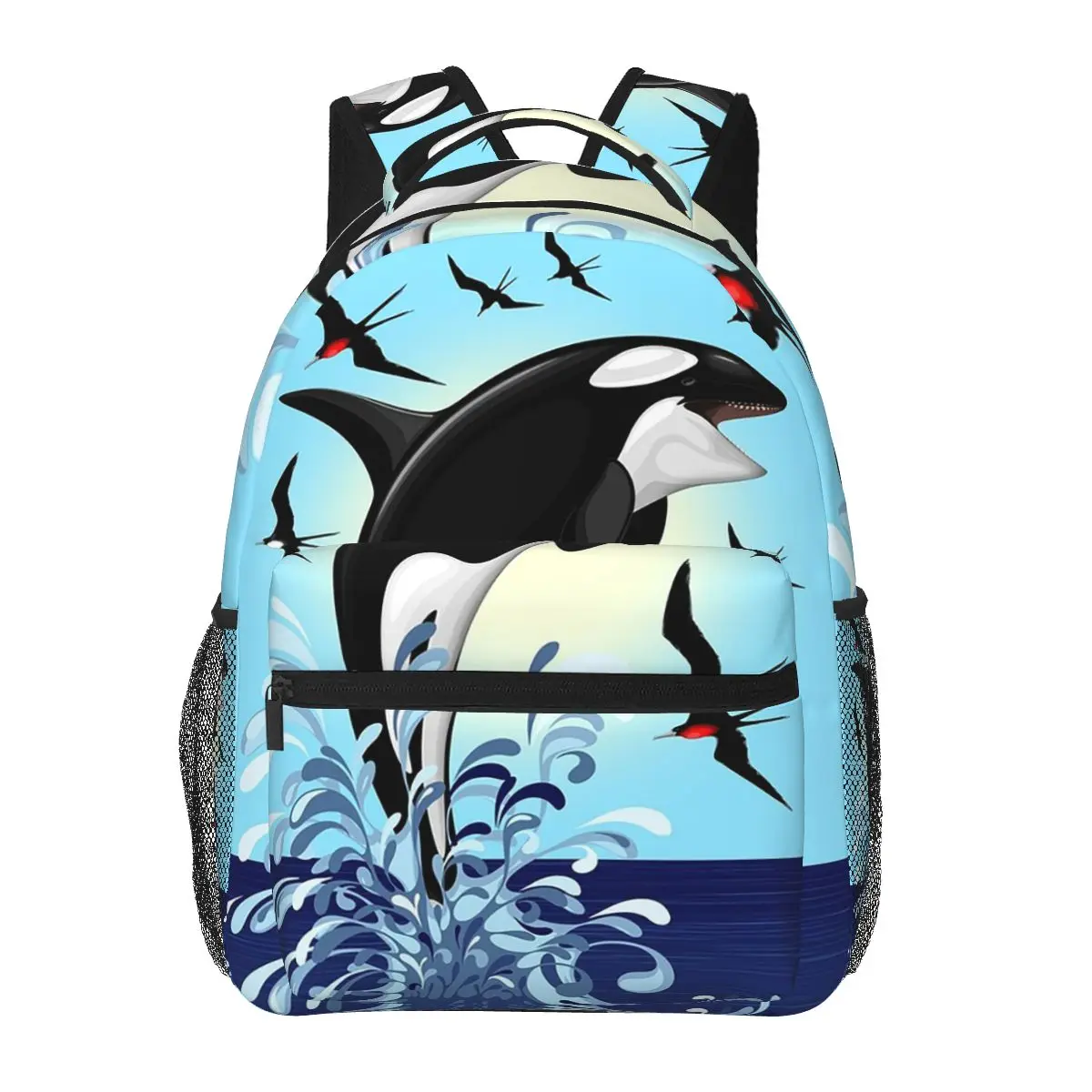 Orca Aquatic Sea Ocean - Top Tees Killer Whale Backpacks Boys Girls Bookbag Students School Bags Laptop Rucksack Shoulder Bag