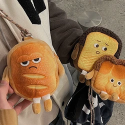 Creative Bread Toast Plush Shoulder Bag Girls Coin Purse Card Holder Female Casual Cute Cartoon Handbags Storage Crossbody Tote