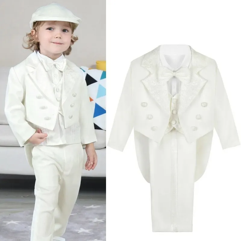 Formal Baby Boys Sets Baptism Outfits Infant Classic suit  Toddler Wedding Formal Party Clothing White Long Sleeve clothing