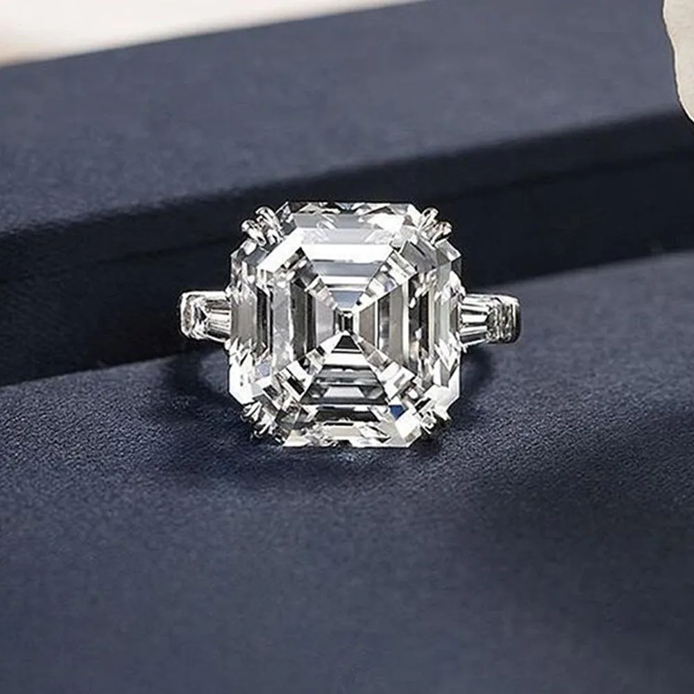 Huitan Asscher kryształowe pierścionki z cyrkonią sześcienną dla kobiet moda ślubne obrączki zaręczynowe damski pierścionek przyjęcie rocznicowe gorąca biżuteria