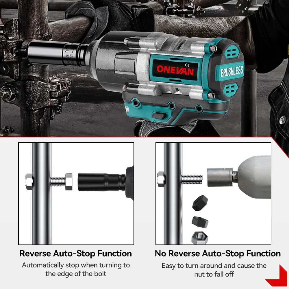 ONEVAN 3100N.M Brushless ประแจผลกระทบไฟฟ้า 3/4 นิ้วไร้สายประแจแรงบิดแบตเตอรี่ลิเธียมไอออนเครื่องมือสําหรับ 21V 18v แบตเตอรี่