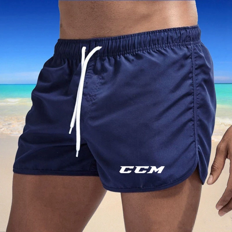 Summer Men\'s Elastic Swimming Pants Quick Dry Beach Shorts Drawstring Boxing Shorts Football Tennis Training Shorts