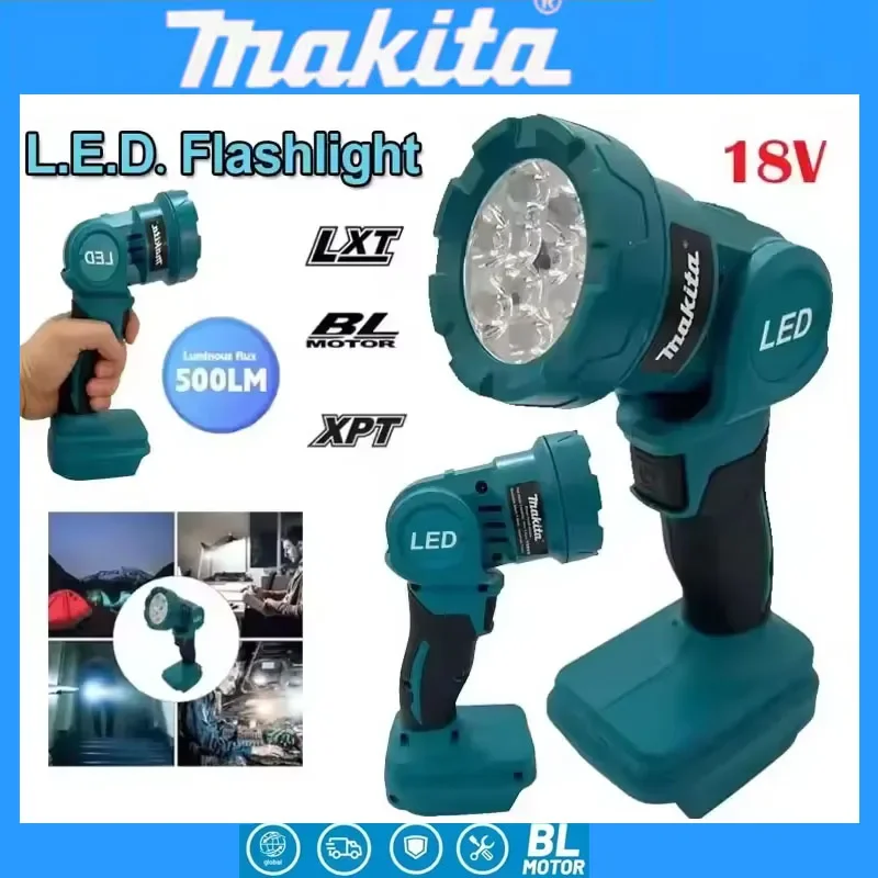 

Аккумуляторный светодиодный фонарь Makita, ручной прожектор для улицы, перезаряжаемый фонарь, рабочий светильник для стройплощадки, для аккумуляторов 18В