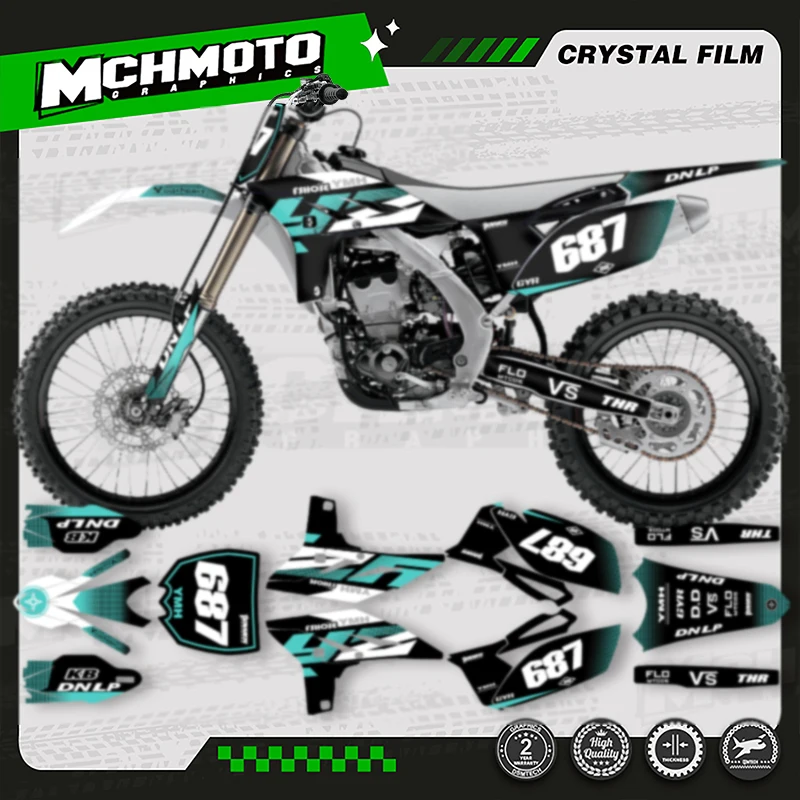

MCHMFG Full Set Motorcycle Graphics Decal Stickers Kits Number Name Custom For YAMAHA YZ250F 2010 2011 2012 2013 YZF250