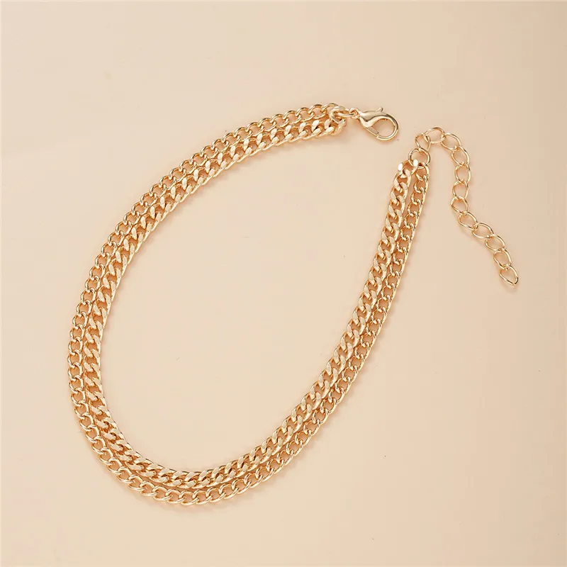 الذهب والفضة اللون مكتنزة ميامي كبح سلسلة خلخال مجموعة للنساء الكوبية لينك الكلاسيكية الشرير نمط الإناث مجوهرات الصيف #5