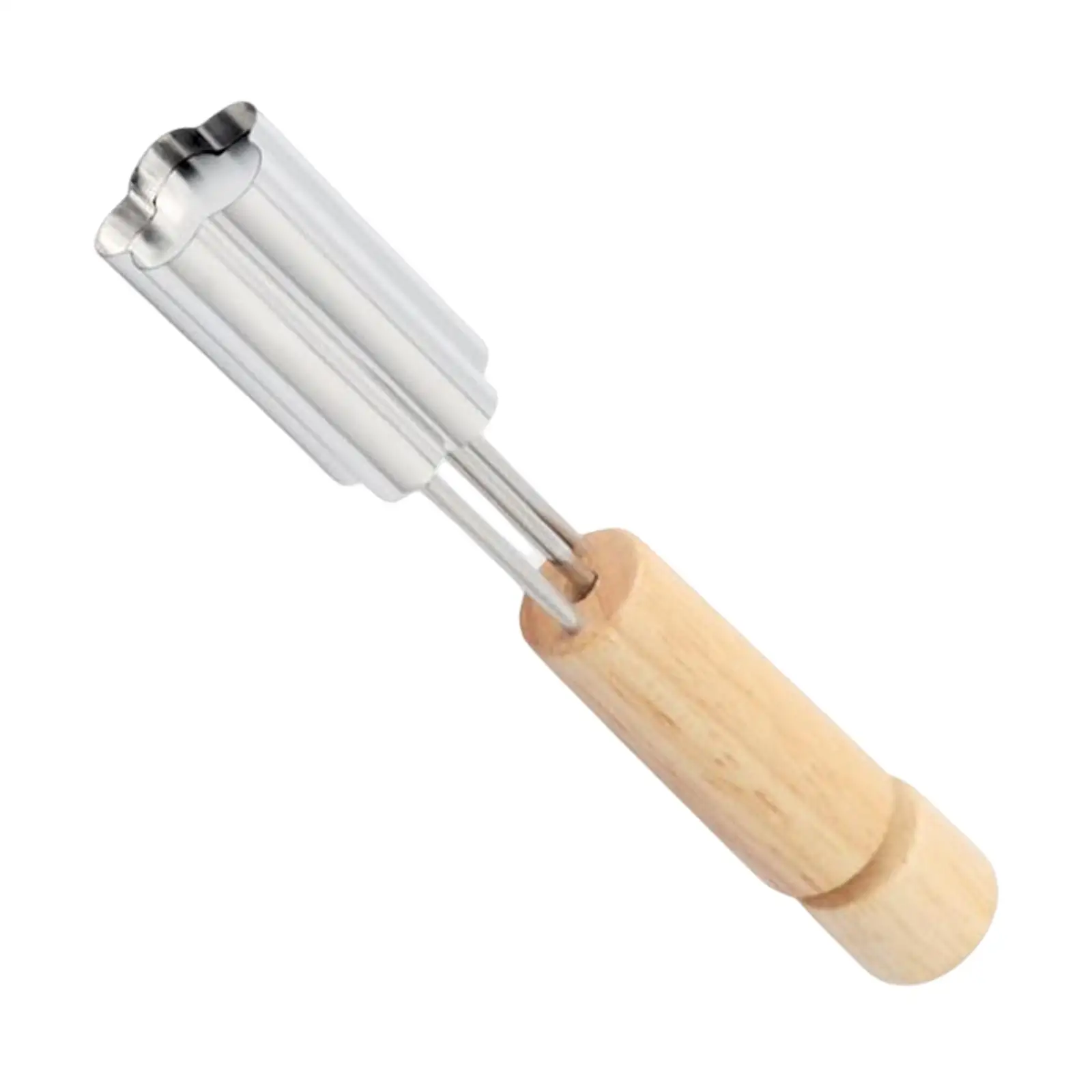 Coupe-pâte multifonctionnel en acier inoxydable en forme de biscuit avec poignée en bois pour pâtisserie, salades et fêtes