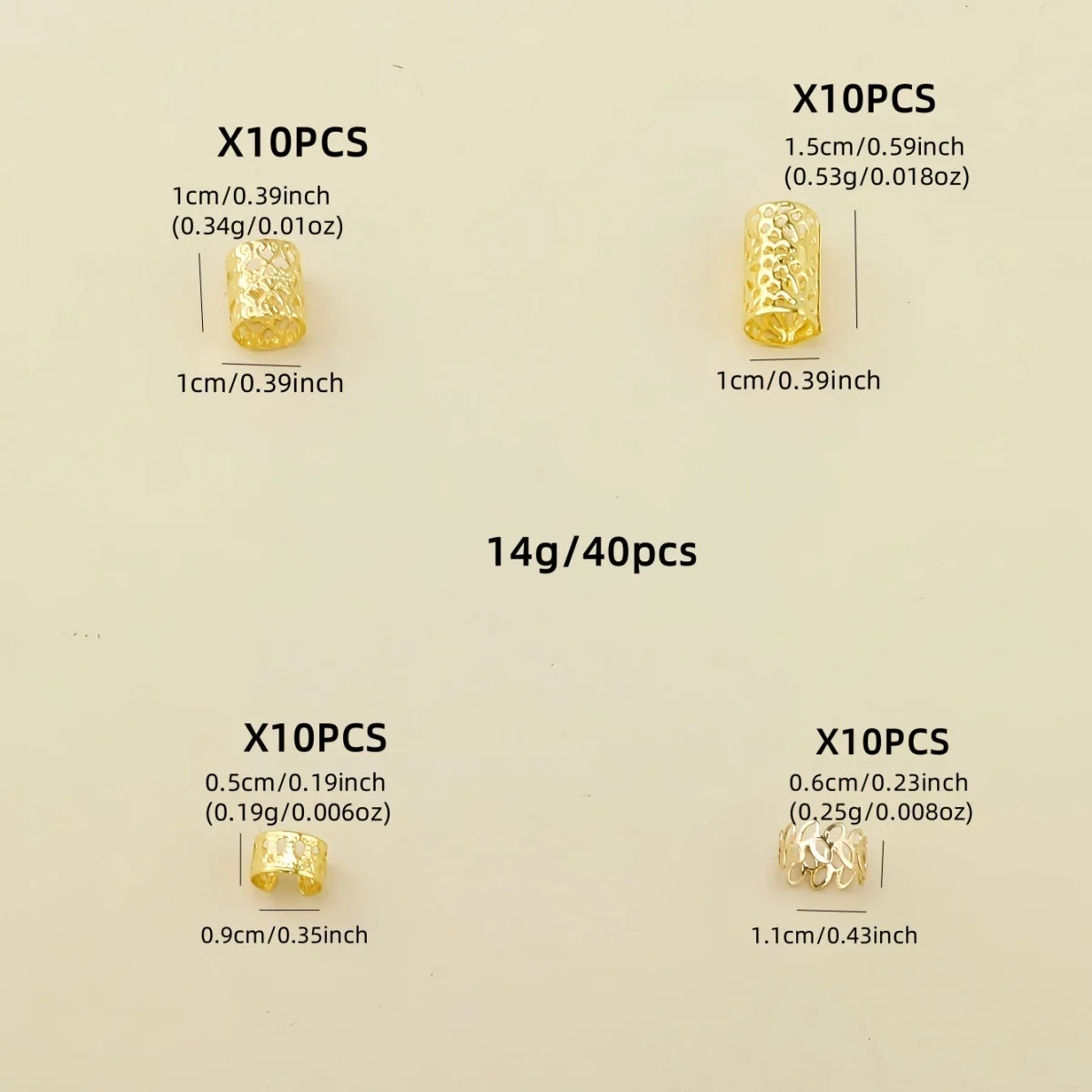 40 шт./пакет, золотой подсолнух, сделай сам, парик, дреды, кольца для волос-полые железные кольца для наращивания волос, набор аксессуаров для волос