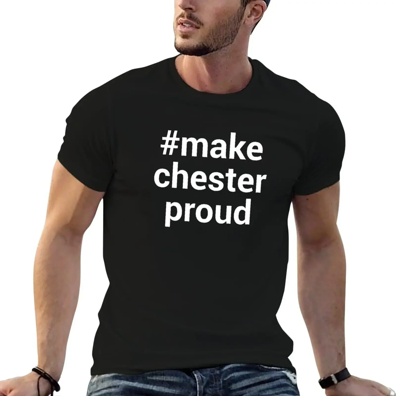 Make Chester Proud Hashtag T-Shirt boys animal print street wear korean fashion Men's t-shirt