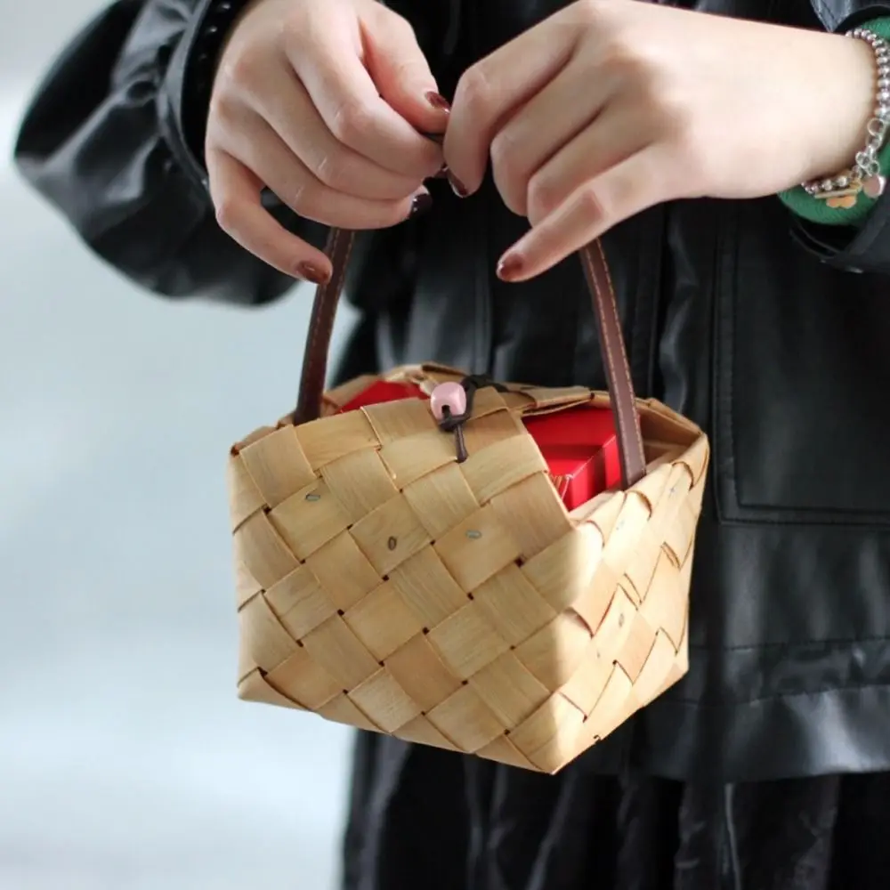 

Многофункциональная деревянная корзина для подарочной упаковки, тканая коробка для хранения ручной работы, ретро натуральная коробка для конфет, еда