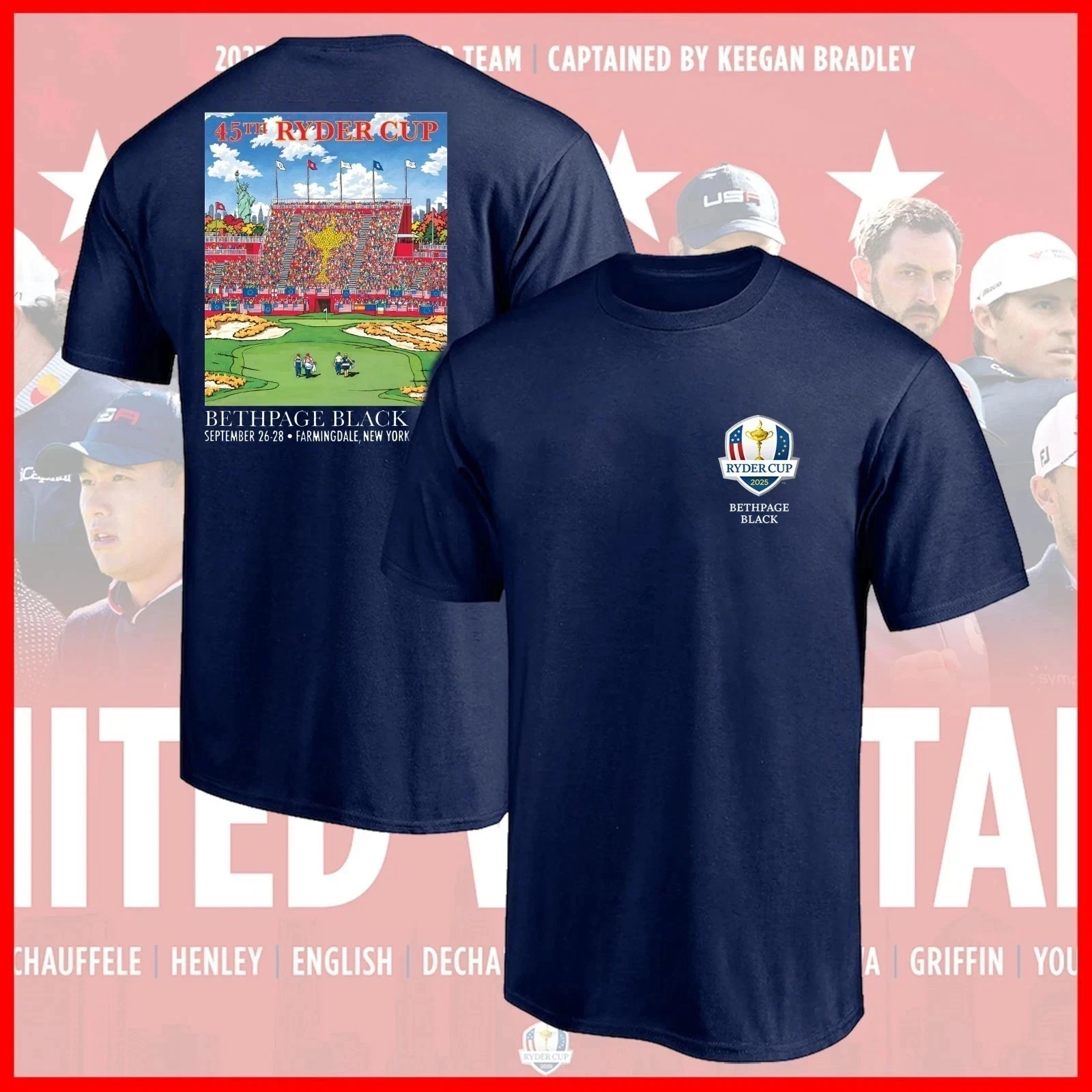 جديد! 2025 رايدر كأس Bethpage ملصق 2 الجانبين قميص 45th رايدر كأس المحملة Fastship الراقية الفاخرة لكل من الرجال والنساء أفضل Y2k #3