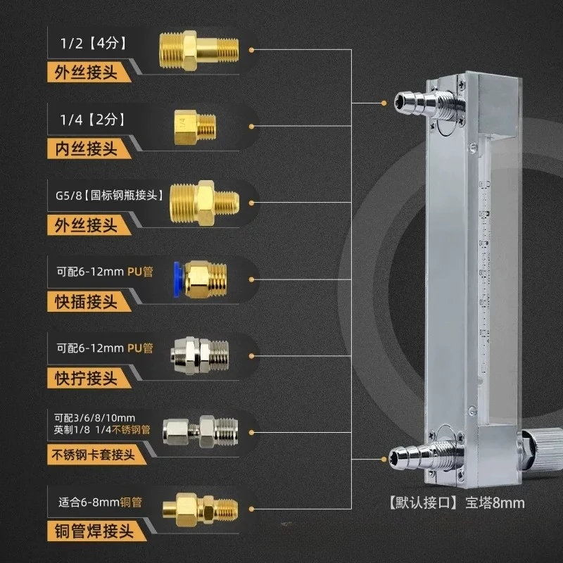 1pcs Gla-ss rotor flowmeter LZB-3WB a-ir nitr-ogen oxy-gen float flowmeter