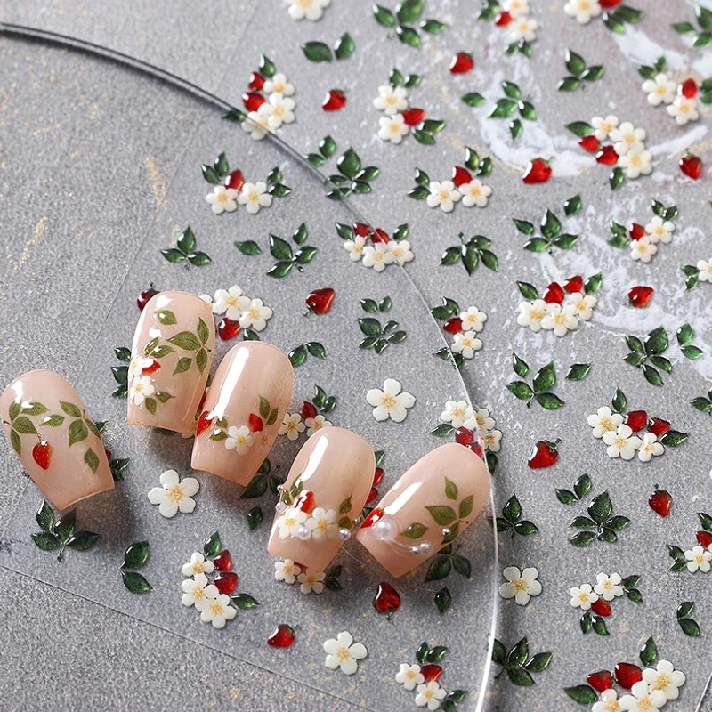 Colorful Jelly Mini White Daisy Lily Flower Charm Peony Rose Camellia Jasmine Chinese Spring New Nail Art Sticker Manicure Decal