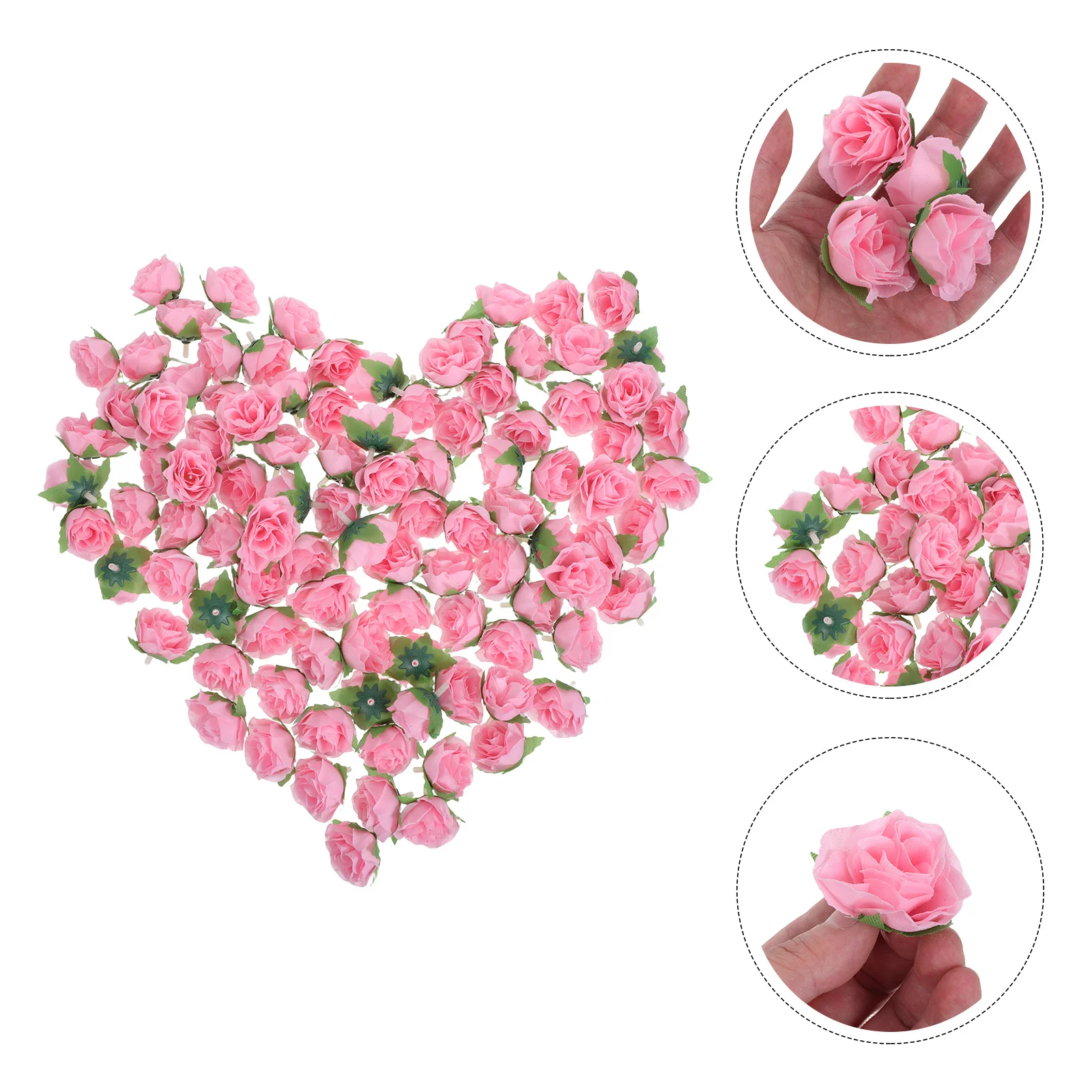 100 Piezas de Cabezas de Rosas de Simulación, Mini Flores Artificiales Realistas de Color Rosa para Decoración de Bodas, Despedidas de Soltera, Manualidades, Elaboración de Ramos Florales