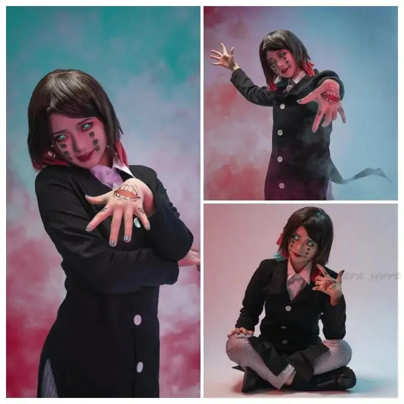 Disfraz de Anime Demon Slayer, uniforme de sueño, Kimetsu No Yaiba Enmu, peluca, tatuaje, ropa de fiesta de Halloween gh565g'