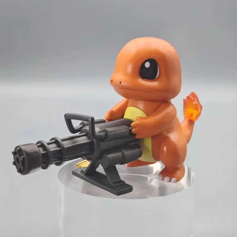 8-9 cm Anime Pokemon Gatling Gun Psyduck Charmander Figuren Desktop Dekoration Sammlung Modell Auto Ornament Junge Spielzeug geschenk