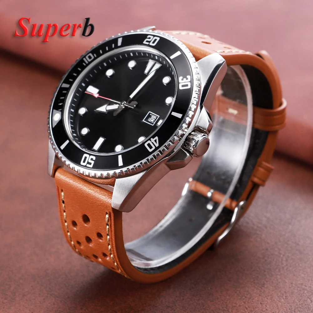 Handgefertigtes Rindslederarmband mit Nähten für Rolex, belüftetes Design, 18 mm, 20 mm, 22 mm, grün-braunes, ultradünnes Herrenarmband