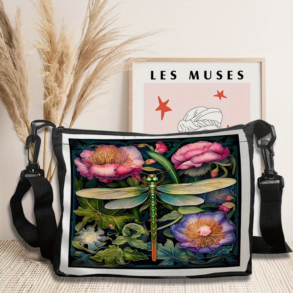 

Flower Dragonfly Shoulder Bag, Fashionable Lightweight Crossbody Bag, Outdoor Leisure Travel Cross-shoulder Bag, for Daily Use