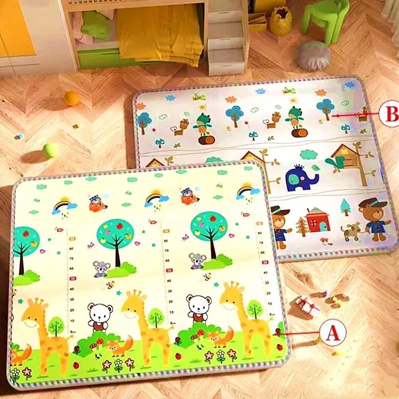 Doubel Sided Baby Play Mat Animals Kids Rug Educational Toys for Children Soft Floor Toddler Crawling Carpet Game Activity Gym