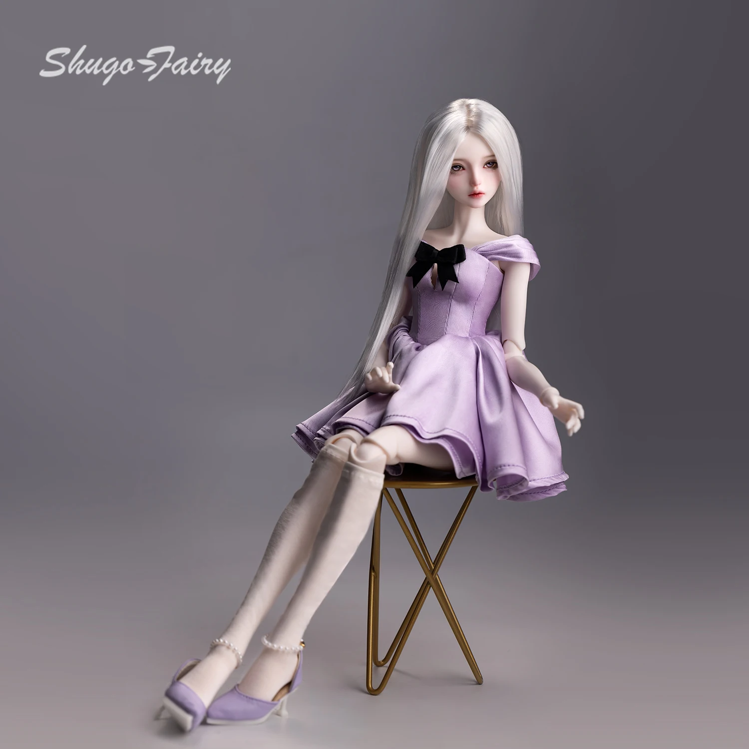 1/4 boneca bjd sylvi b conjunto completo moder moda cetim fino ajuste vestido curto roupa peruca original anime figura shuga fada feito à mão