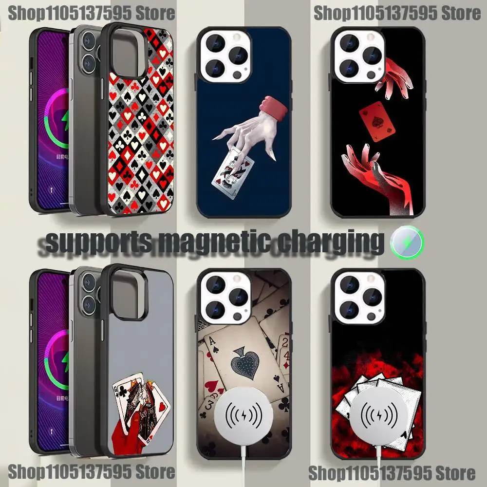 

Чехол для телефона Ace of Spades Poker для iPhone 17,16,15,14,13,12,11,Pro,Max,Plus,Mini,SE4,E с магнитной беспроводной зарядкой Magsafe