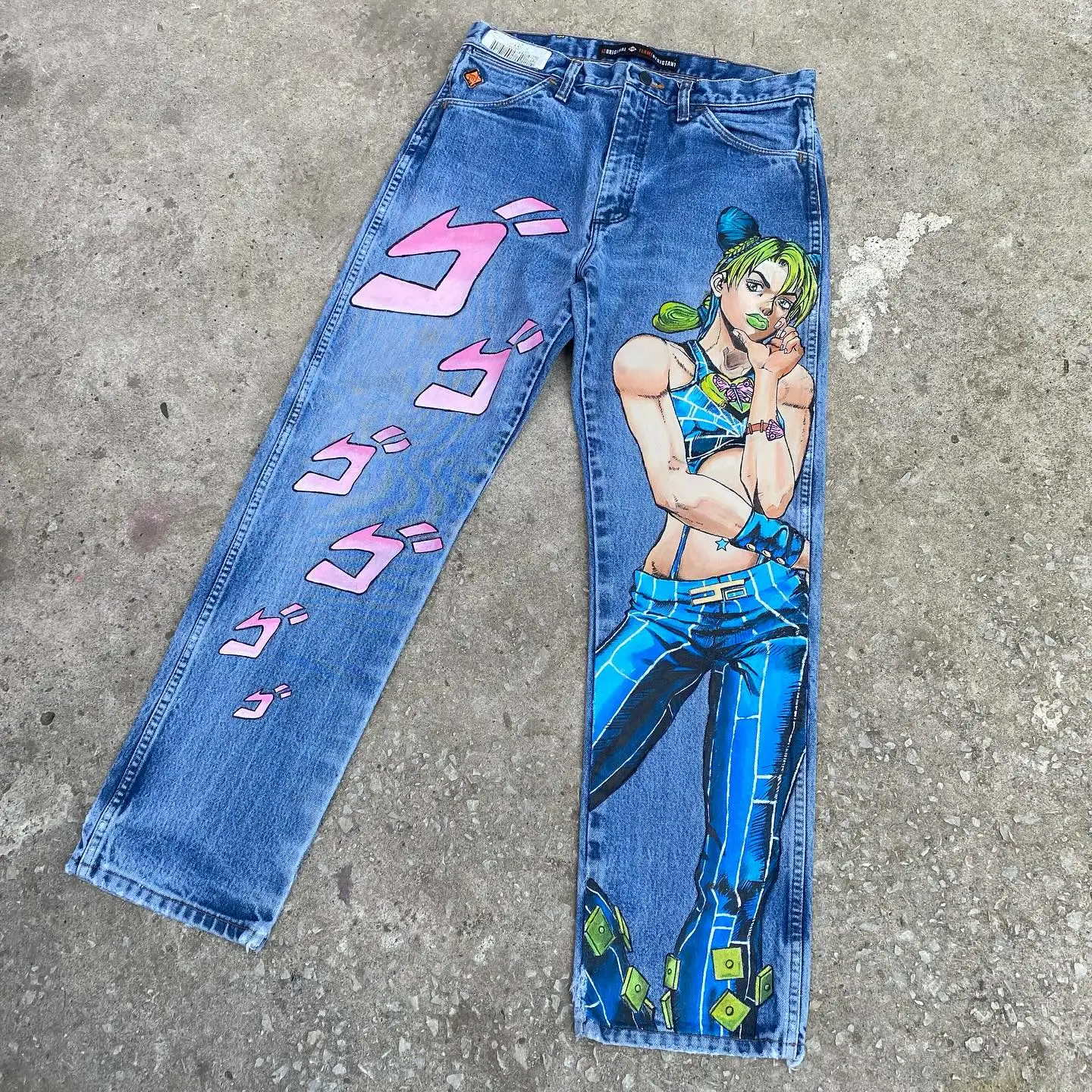 Imagem -02 - Gráfico de Impressão de Anime para Homens e Mulheres Jeans Baggy Hip Hop Harajuku Jeans Perna Larga Calça Y2k Gótica Cintura Alta Novo