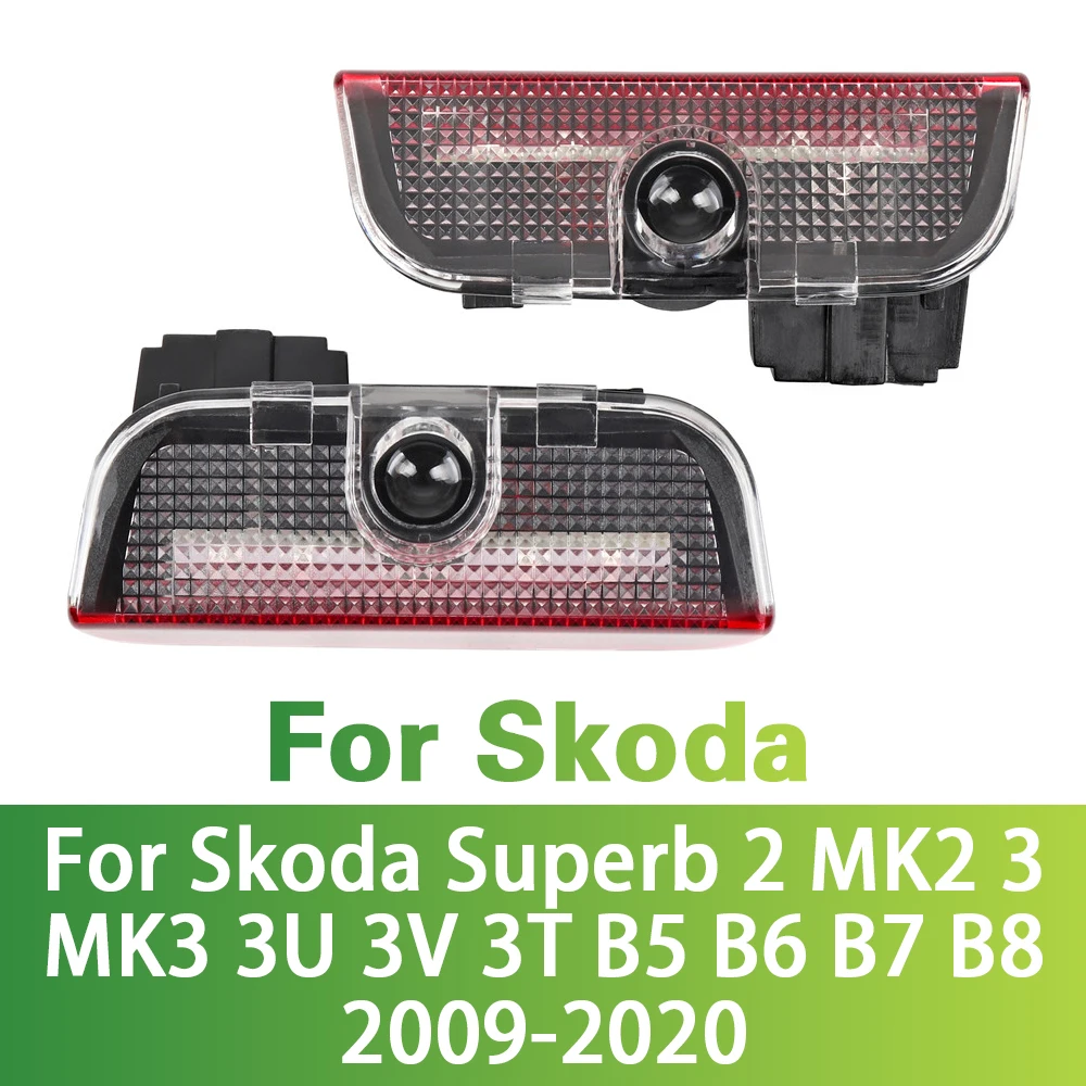 2 Pcs LED Car Door Welcome Light Ghost Shadow Projector For Skoda Superb 2 MK2 3 MK3 3U 3V 3T B5 B6 B7 B8 2009-2020 Accessories